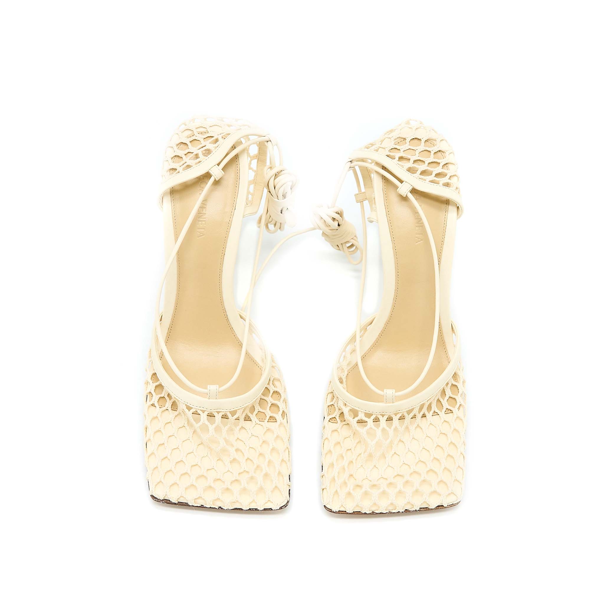 BOTTEGA VENETA STRETCH LACE-UP SANDALS LAMBSKIN WHITE