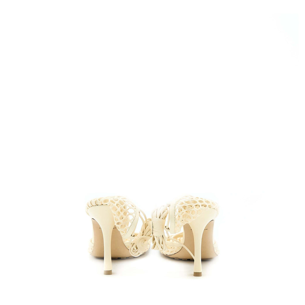BOTTEGA VENETA STRETCH LACE-UP SANDALS LAMBSKIN WHITE