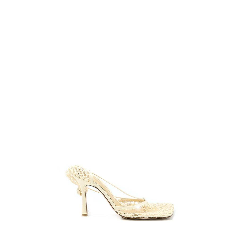 BOTTEGA VENETA STRETCH LACE-UP SANDALS LAMBSKIN WHITE
