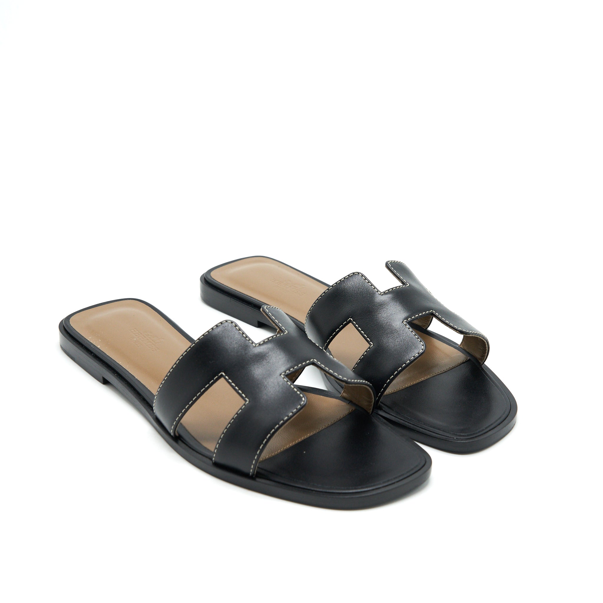 HERMES ORAN SANDAL BLACK BOX