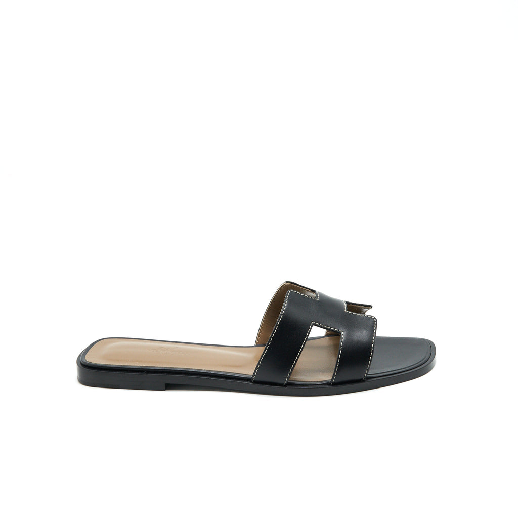 HERMES ORAN SANDAL BLACK BOX