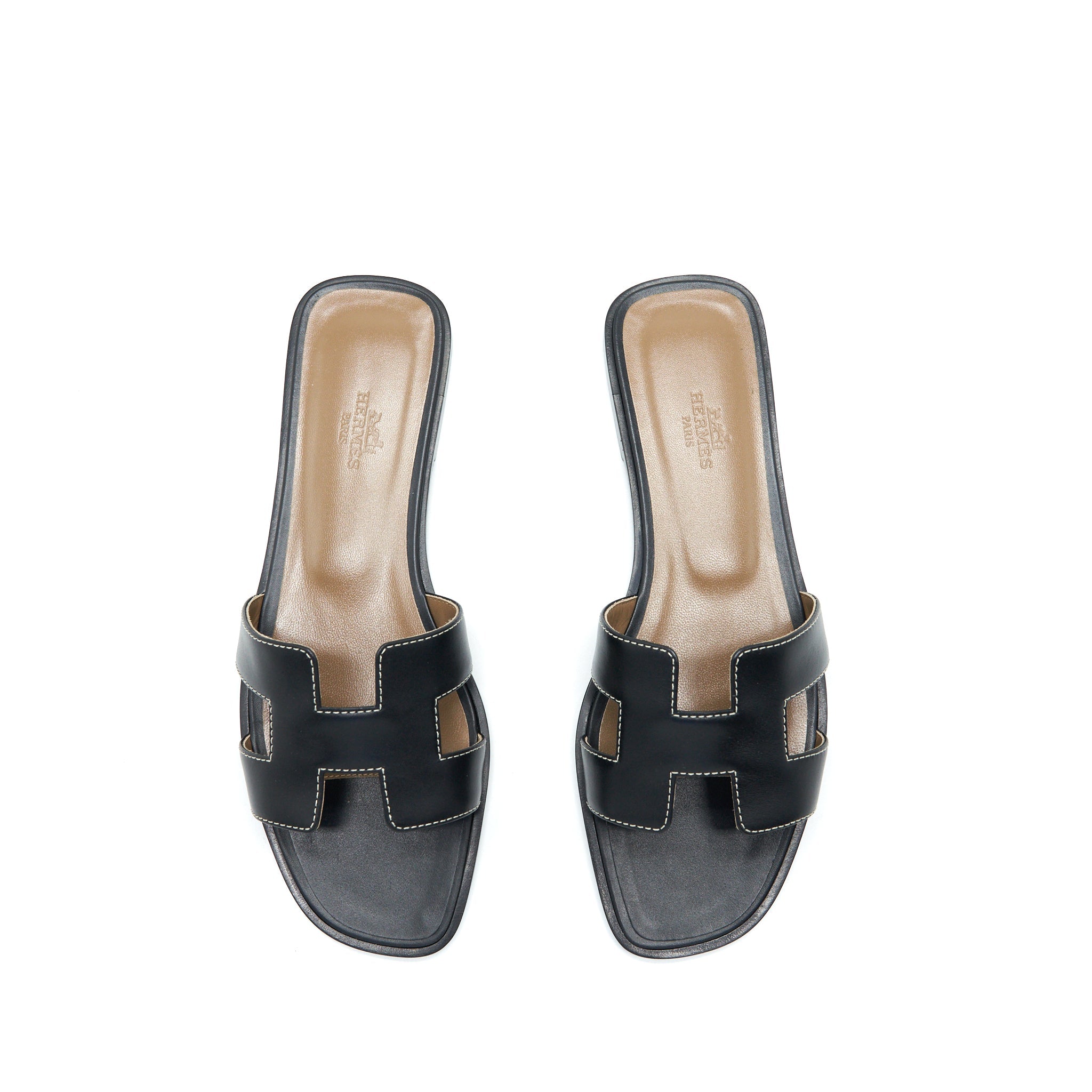 HERMES ORAN SANDAL BLACK BOX