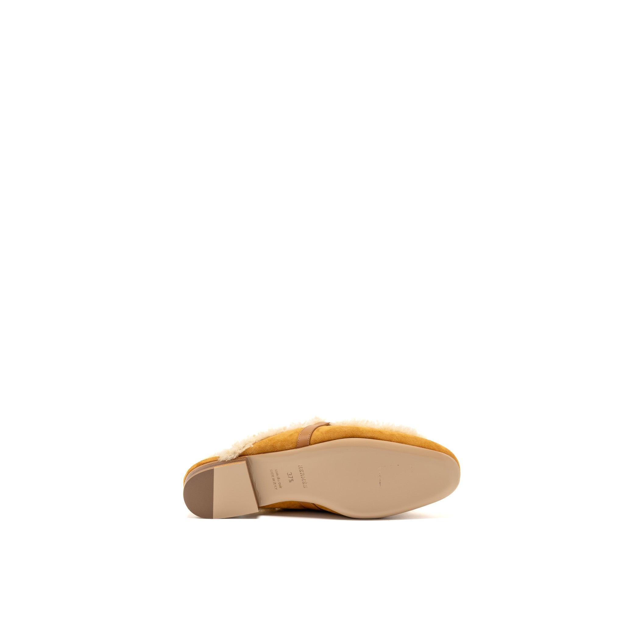 HERMES OZ MULE SUEDE GOATSKIN SHEARLING NATUREL SHW