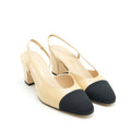 CHANEL SLING BACK BEIGE/ BLACK