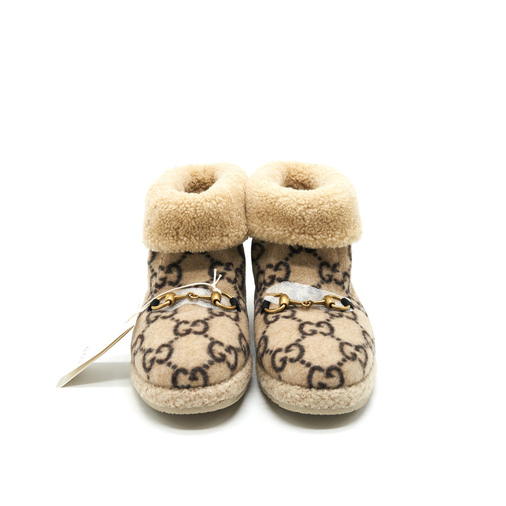 GUCCI GG WOOL ANKLE BOOTS BEIGE