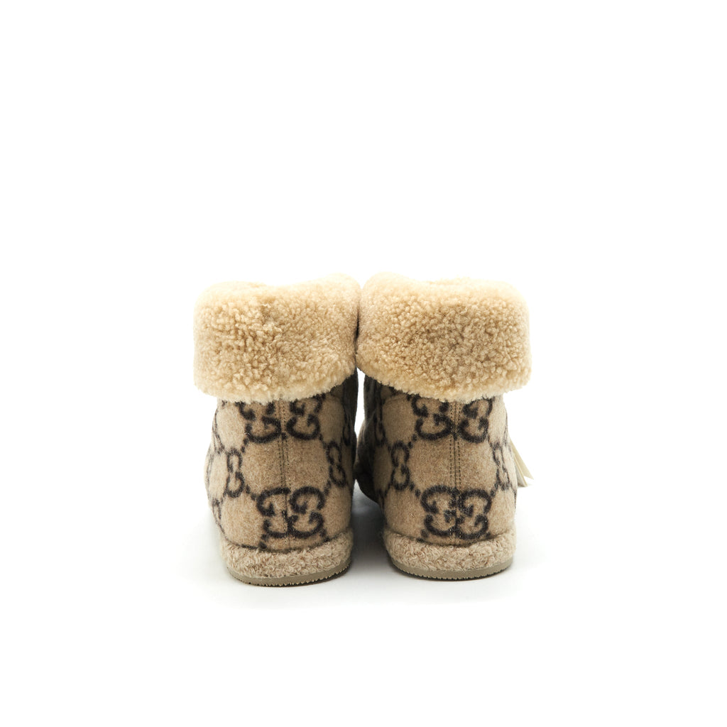 GUCCI GG WOOL ANKLE BOOTS BEIGE