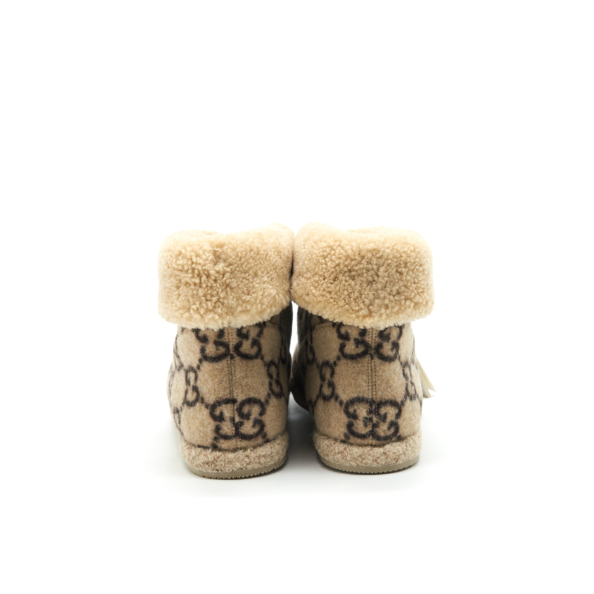 GUCCI GG WOOL ANKLE BOOTS BEIGE