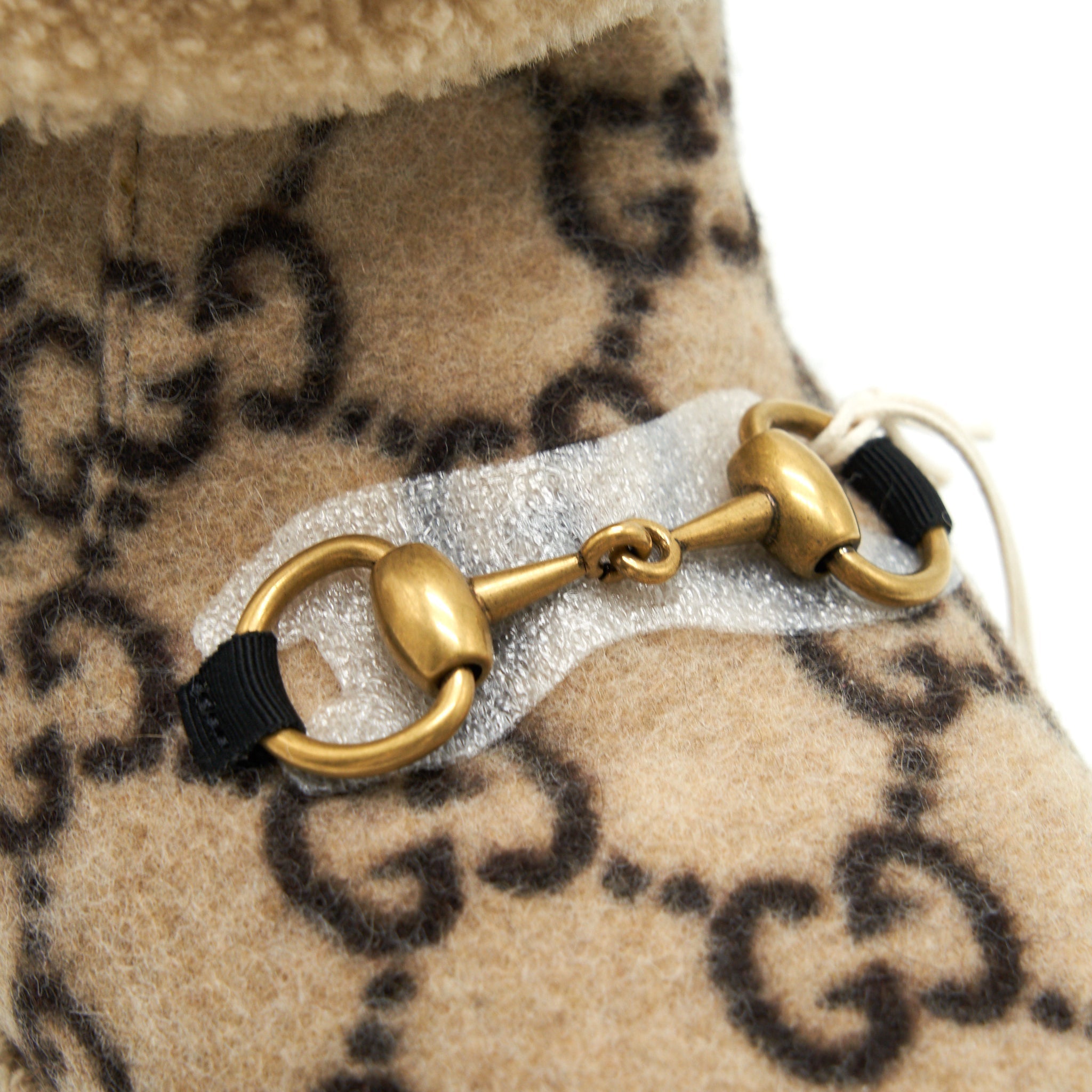 GUCCI GG WOOL ANKLE BOOTS BEIGE