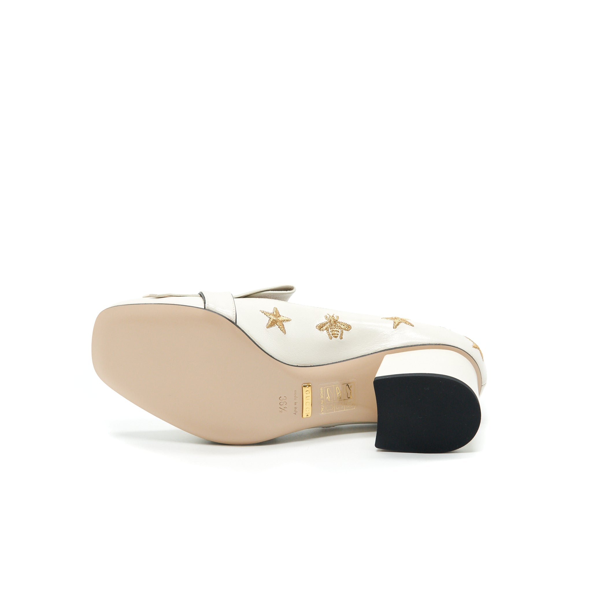 GUCCI EMBROIDERED MARMONT PUMPS IN WHITE