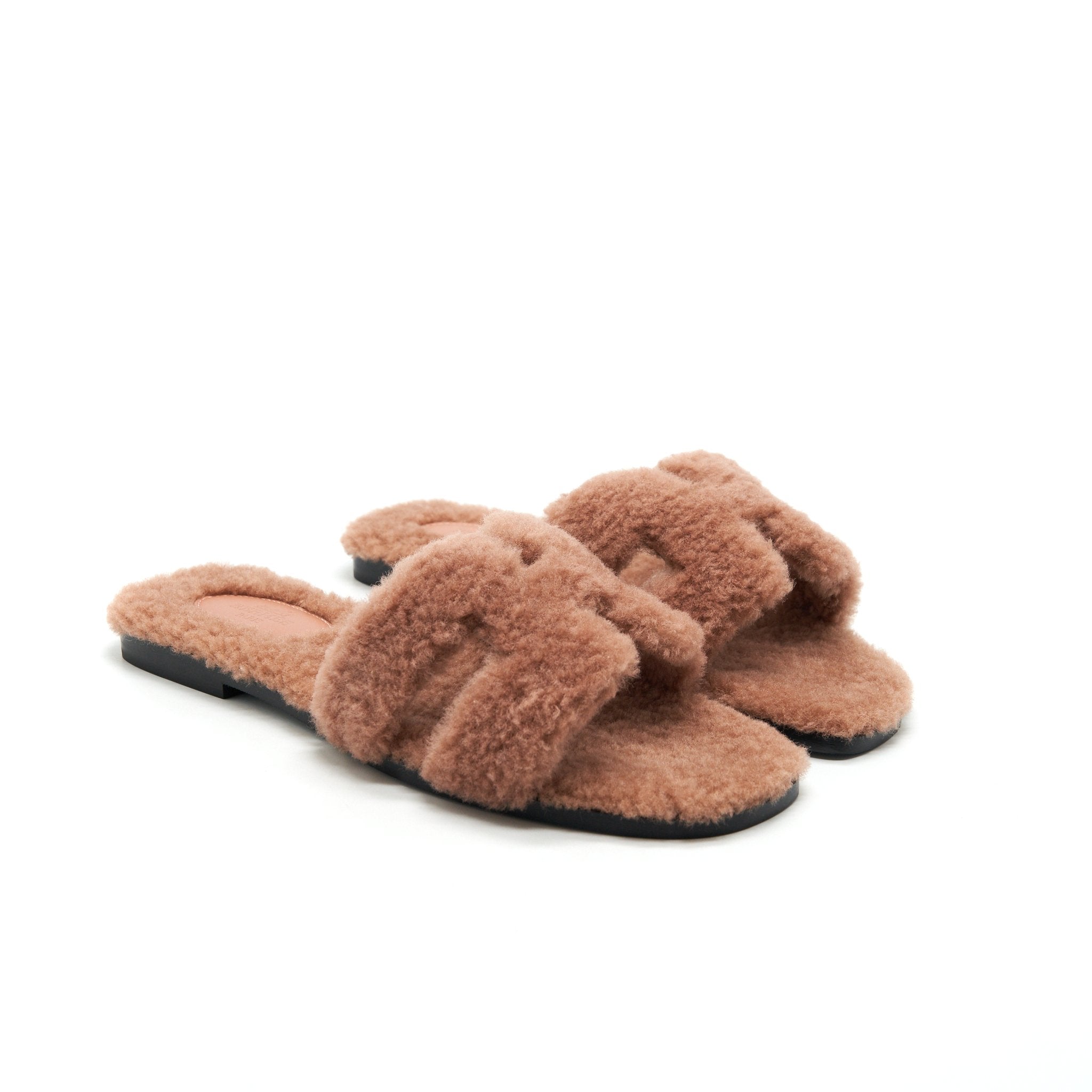 HERMES SANDALE ORAN PEAU LAINEE ROSE AUBE