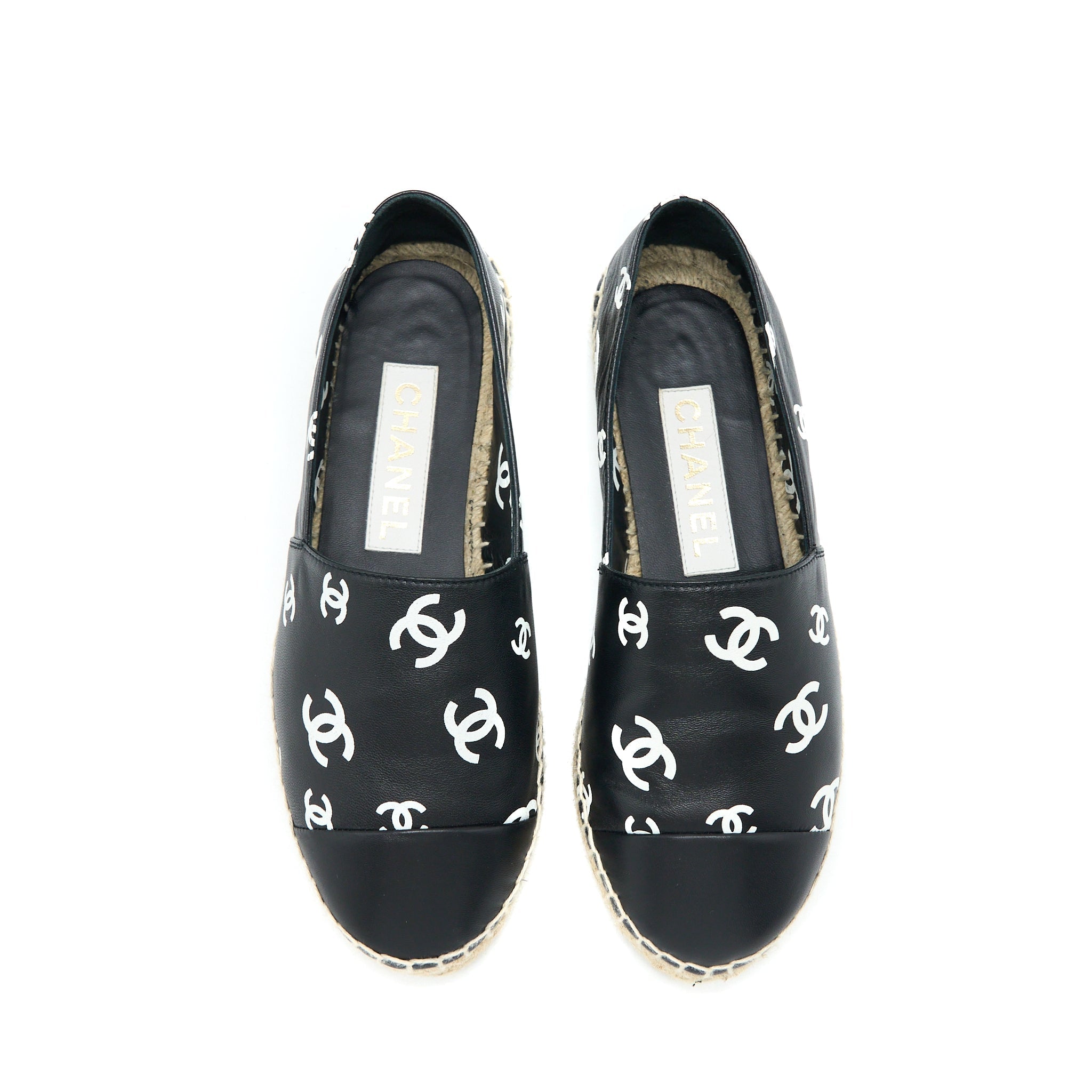 CHANEL SMALL CC LOGOS ESPADRILLES BLACK / WHITE