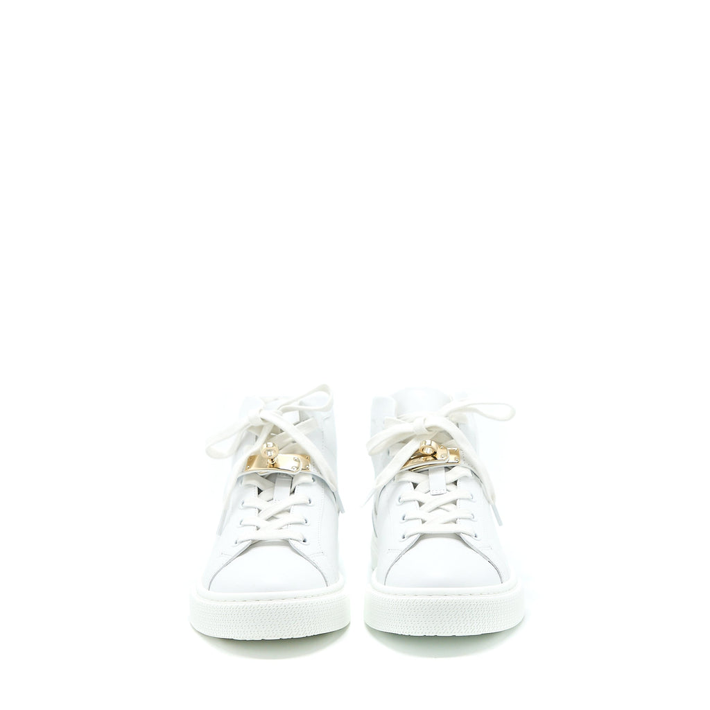HERMES DAYDREAM SNEAKER KELLY BUCKLE CALFSKIN BLANC LGHW