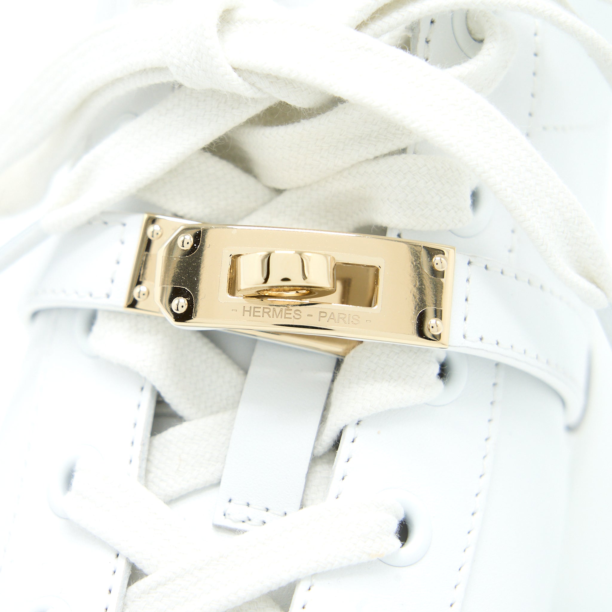HERMES DAYDREAM SNEAKER KELLY BUCKLE CALFSKIN BLANC LGHW