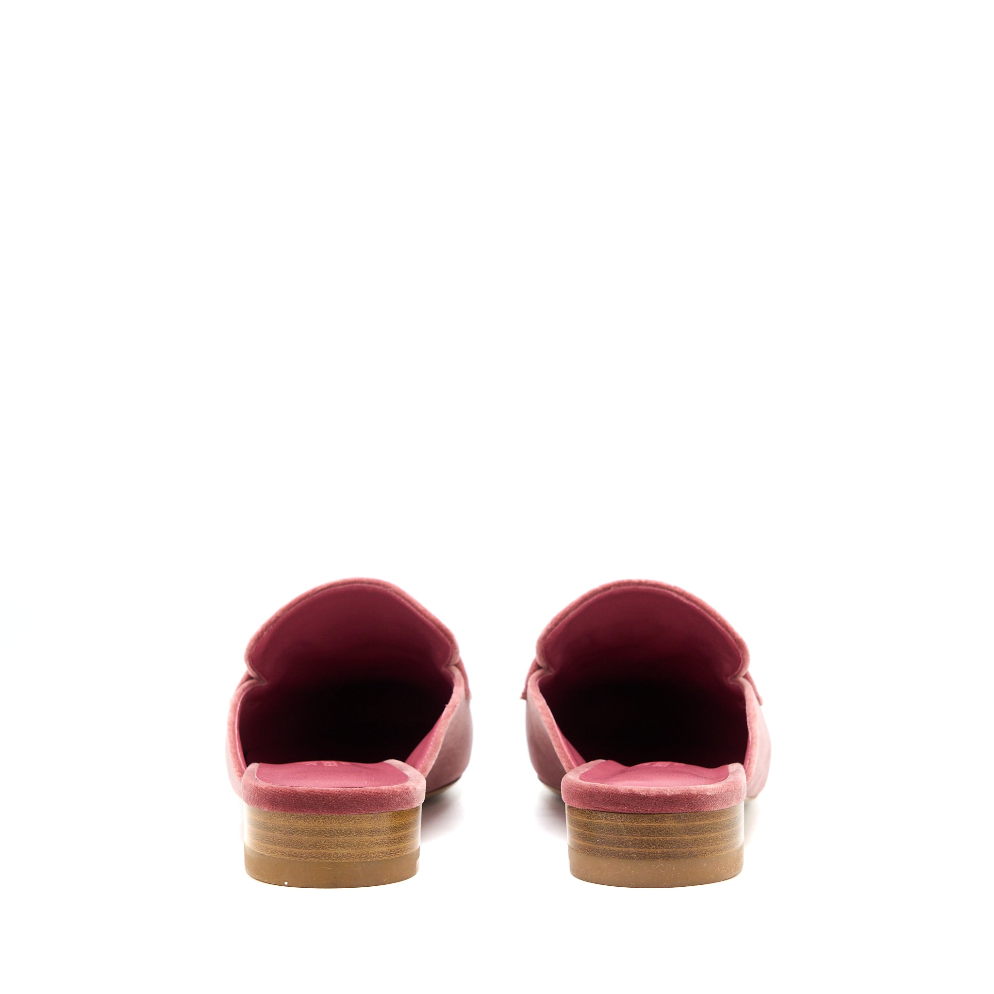 HERMES TROCADERO ROSE POUDRE VELVET H LOGO BUCKLE MULE SLIDE SHOES GHW