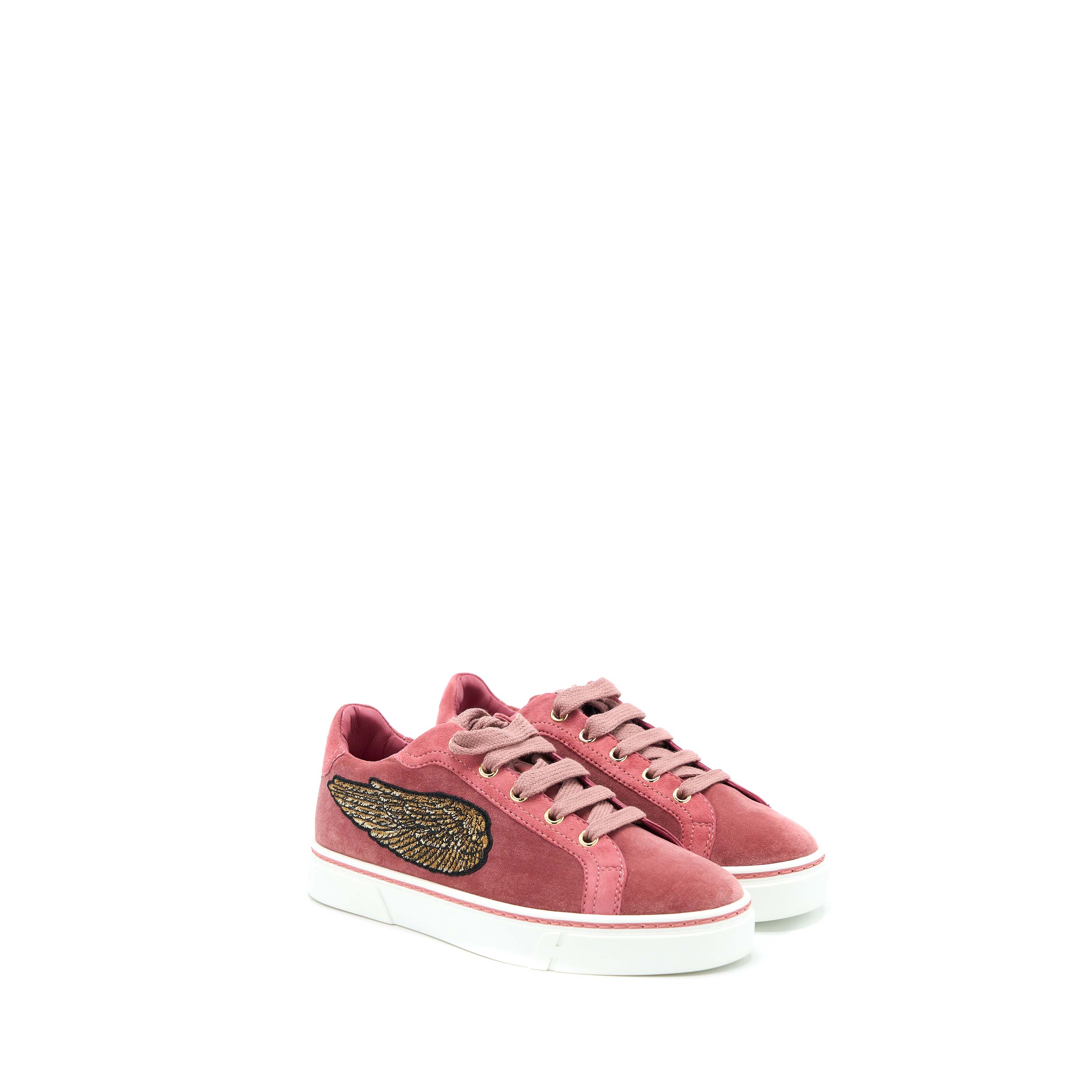 HERMES WING PATCH VELVET SNEAKERS PINK