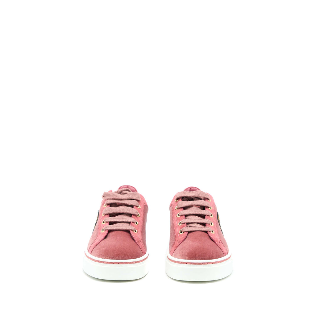 HERMES WING PATCH VELVET SNEAKERS PINK