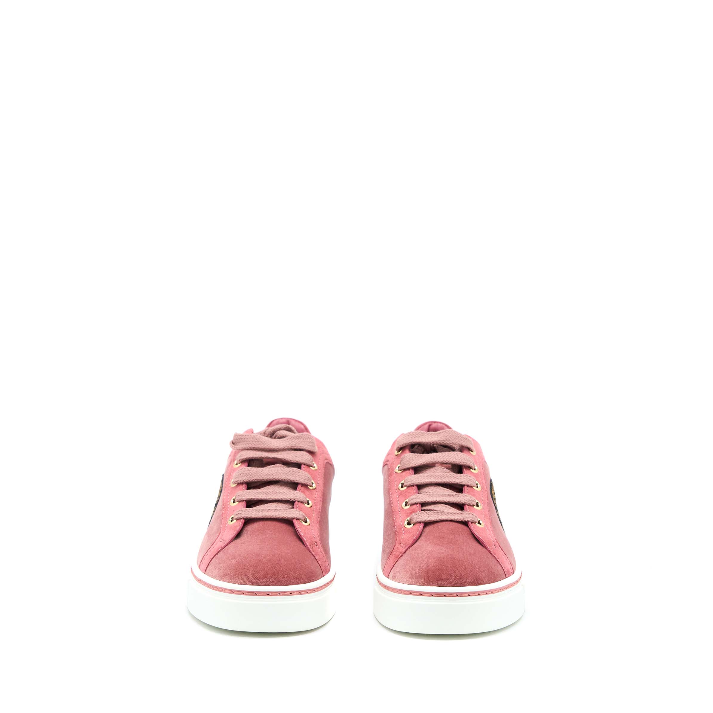 HERMES WING PATCH VELVET SNEAKERS PINK