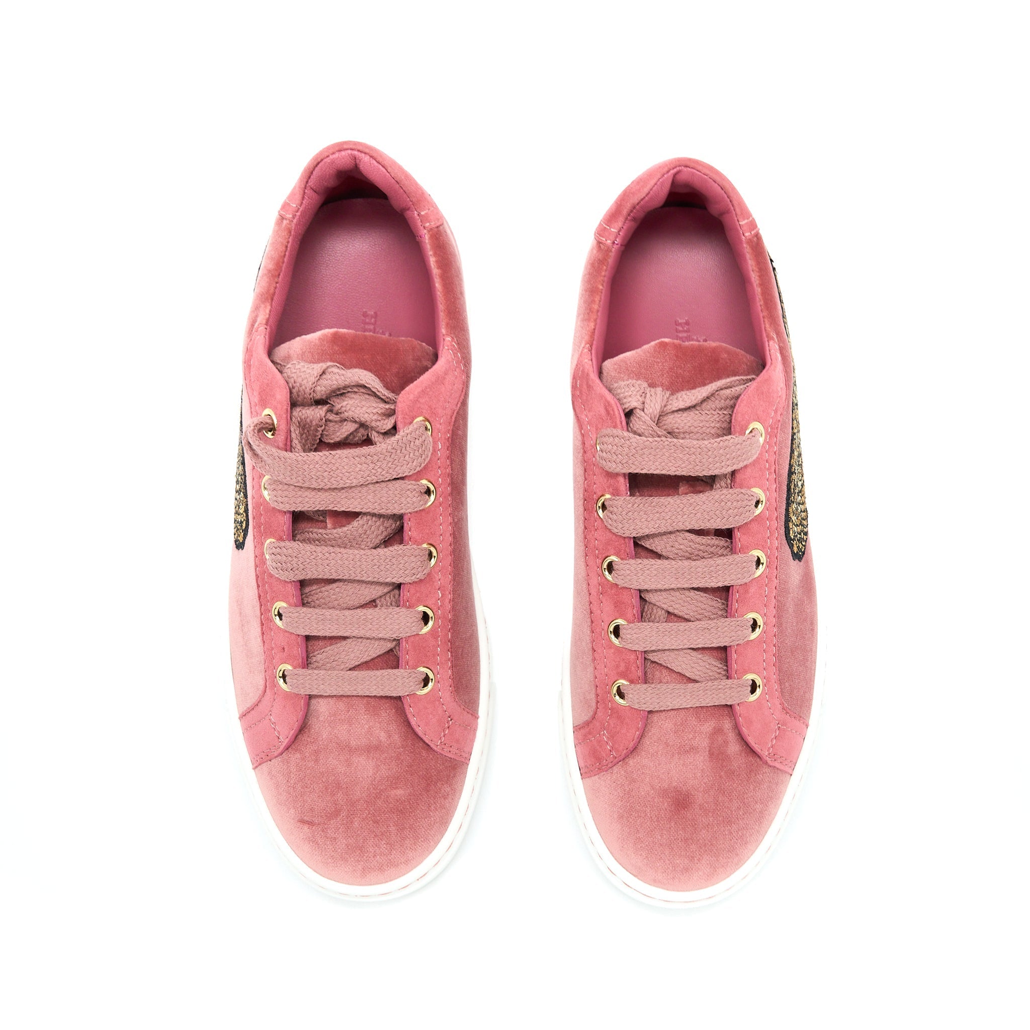 HERMES WING PATCH VELVET SNEAKERS PINK