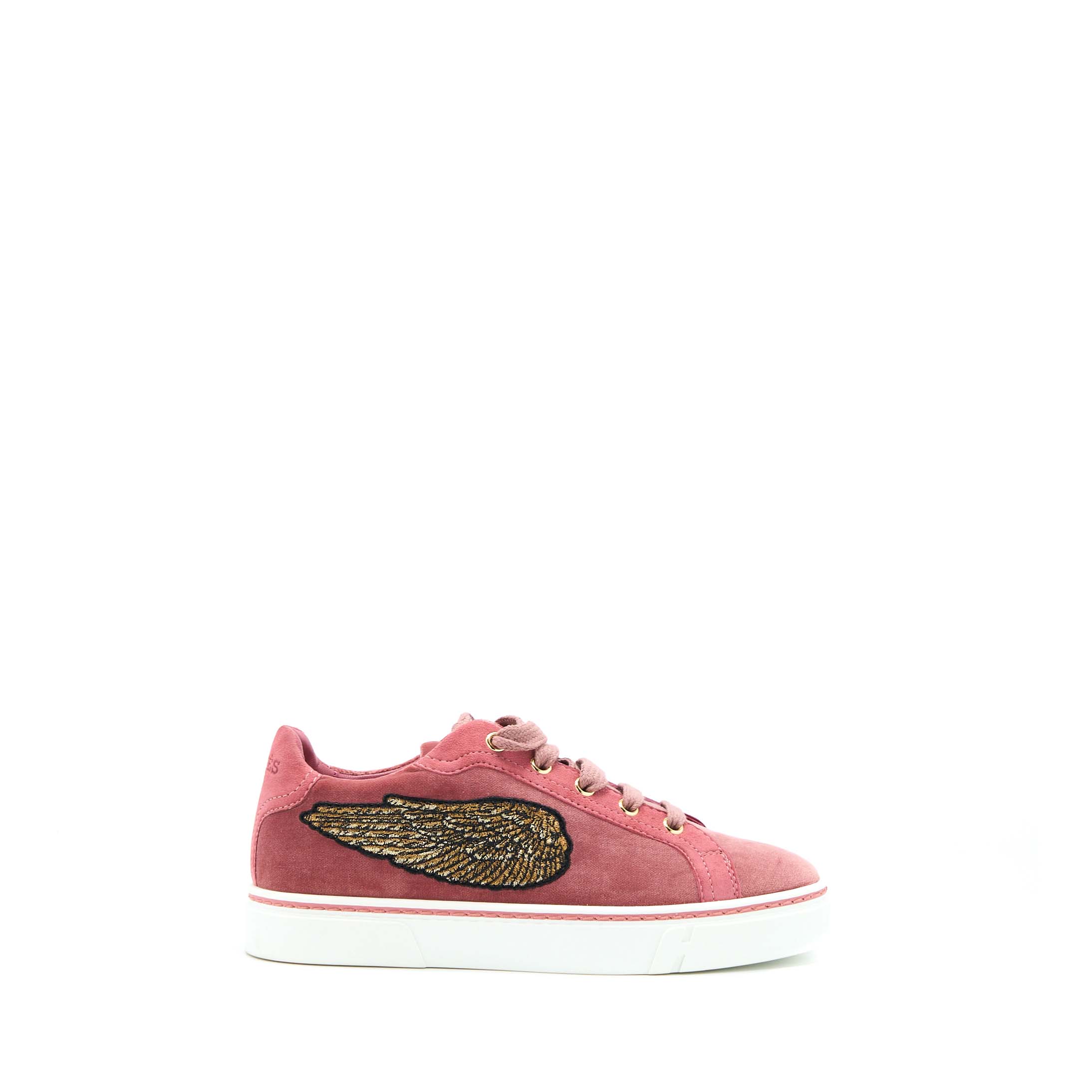 HERMES WING PATCH VELVET SNEAKERS PINK