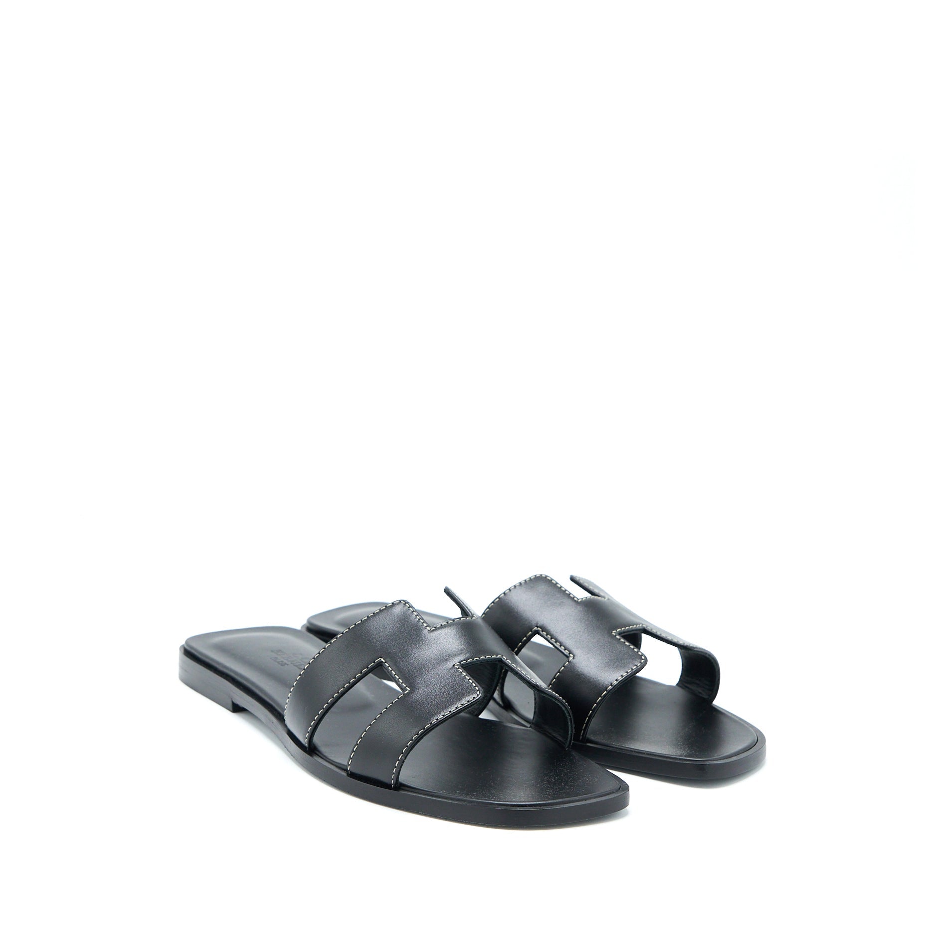 HERMES ORAN SANDAL CALFSKIN BLACK