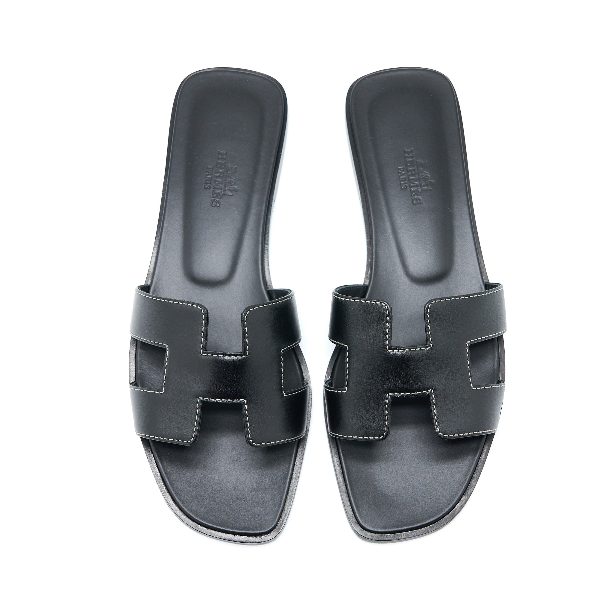 HERMES ORAN SANDAL CALFSKIN BLACK