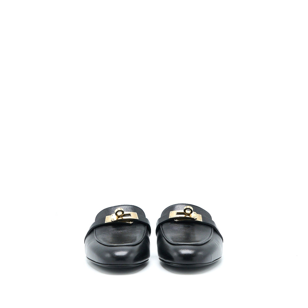 HERMES OZ MULE CALFSKIN BLACK/MULTICOLOUR GHW
