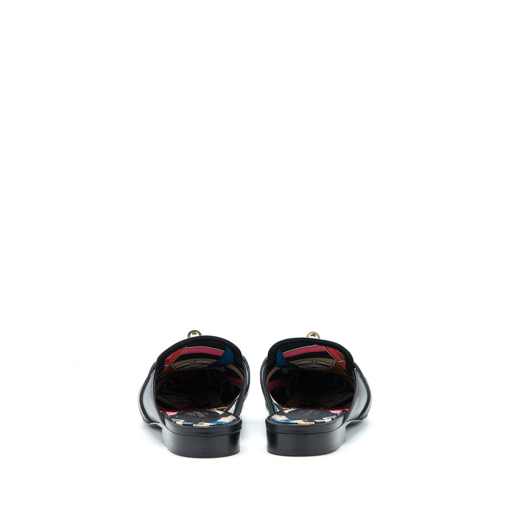 HERMES OZ MULE CALFSKIN BLACK/MULTICOLOUR GHW