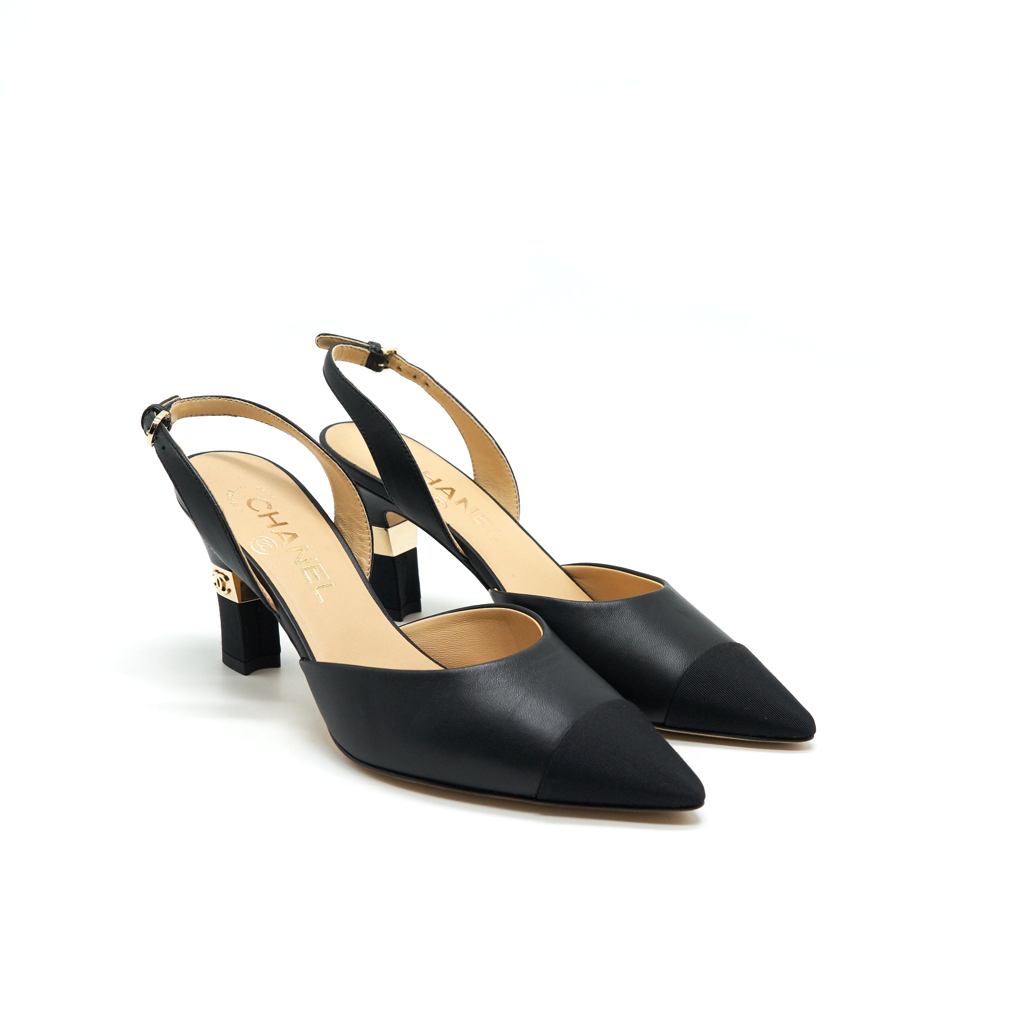 CHANEL C MID HEELS SLING BACK