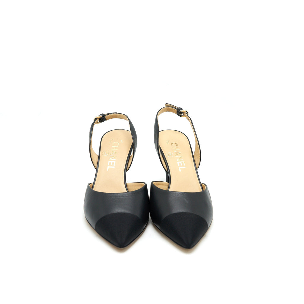 CHANEL C MID HEELS SLING BACK
