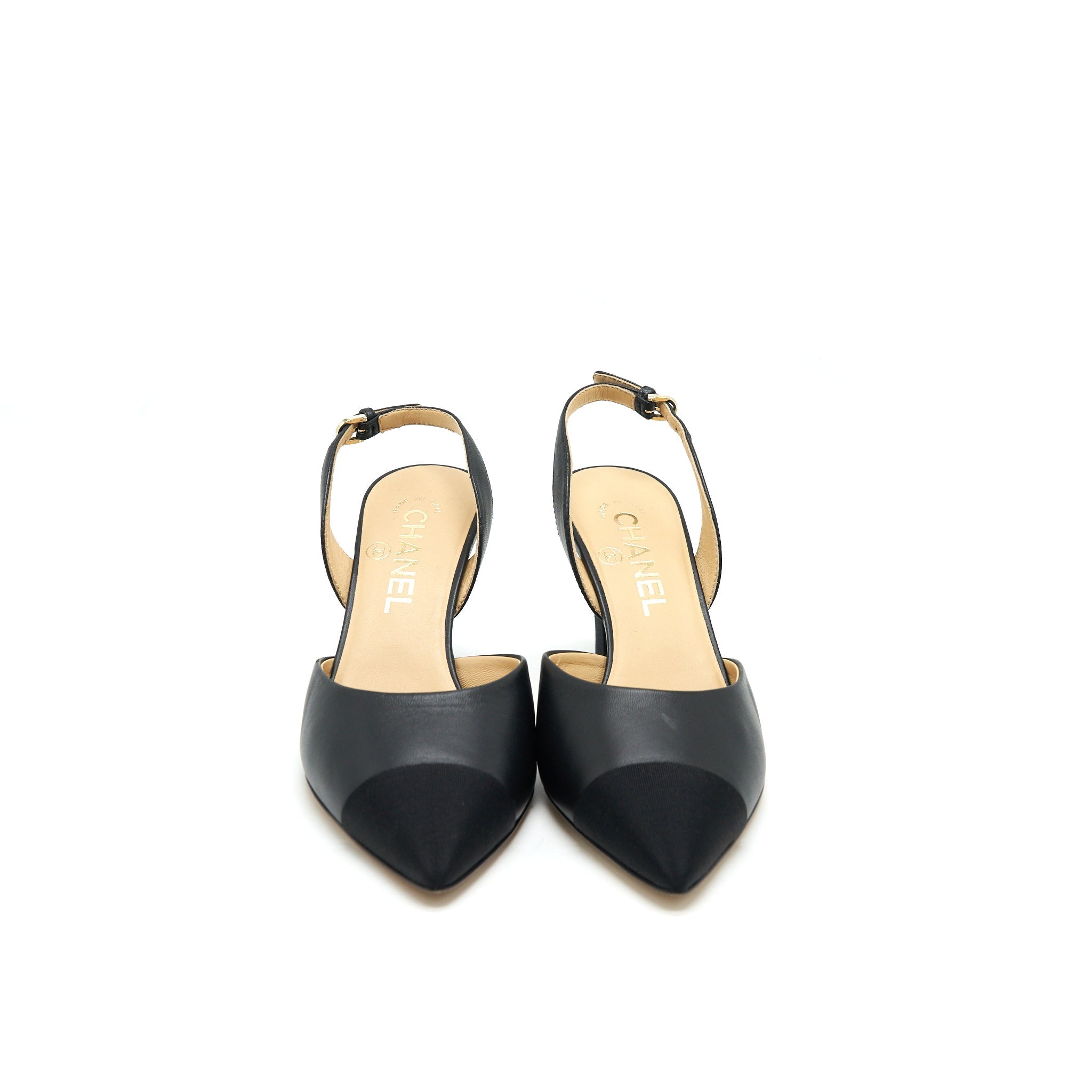 CHANEL C MID HEELS SLING BACK