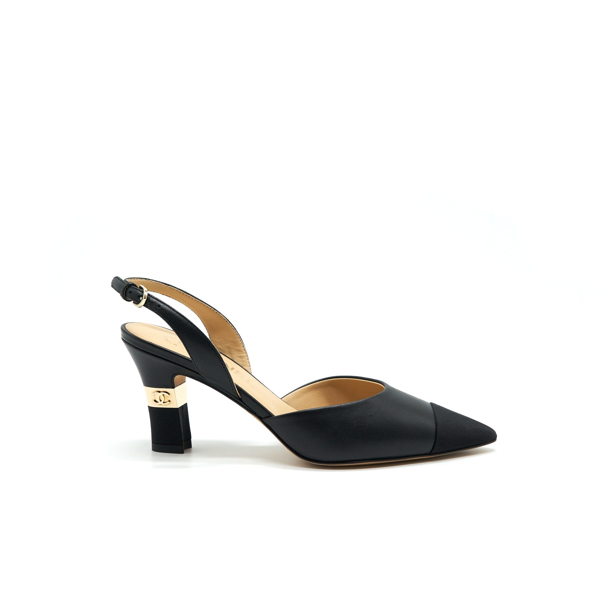 CHANEL C MID HEELS SLING BACK