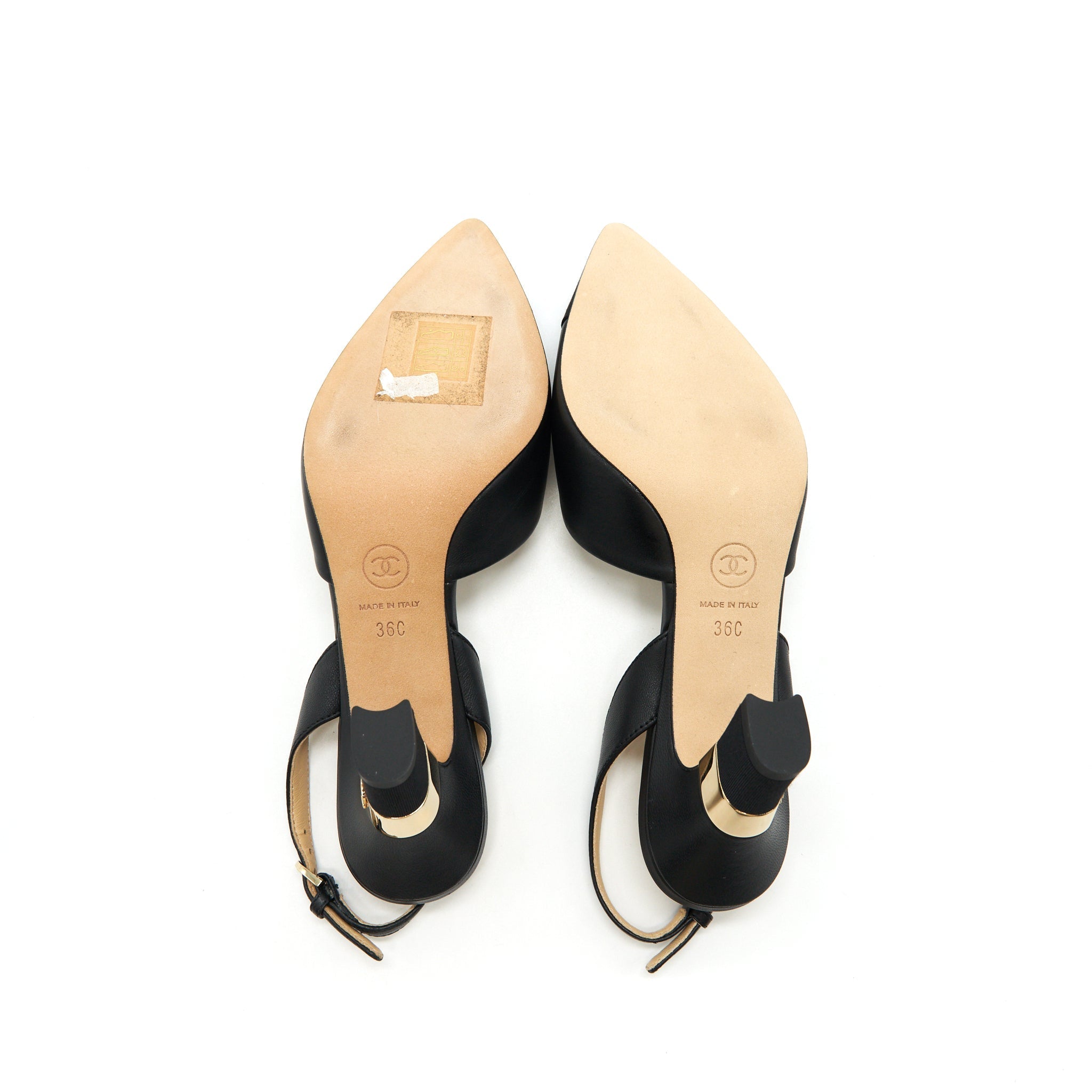 CHANEL C MID HEELS SLING BACK