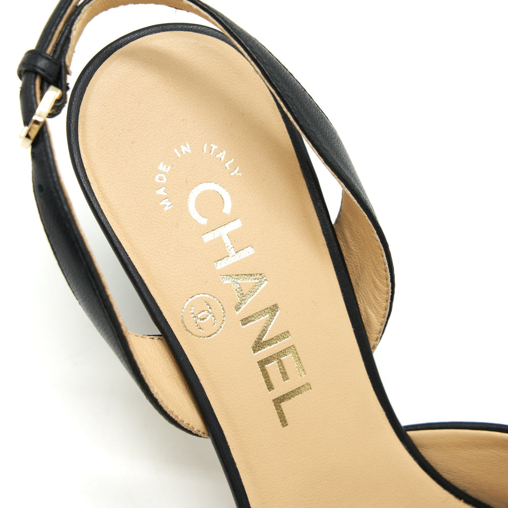 CHANEL C MID HEELS SLING BACK
