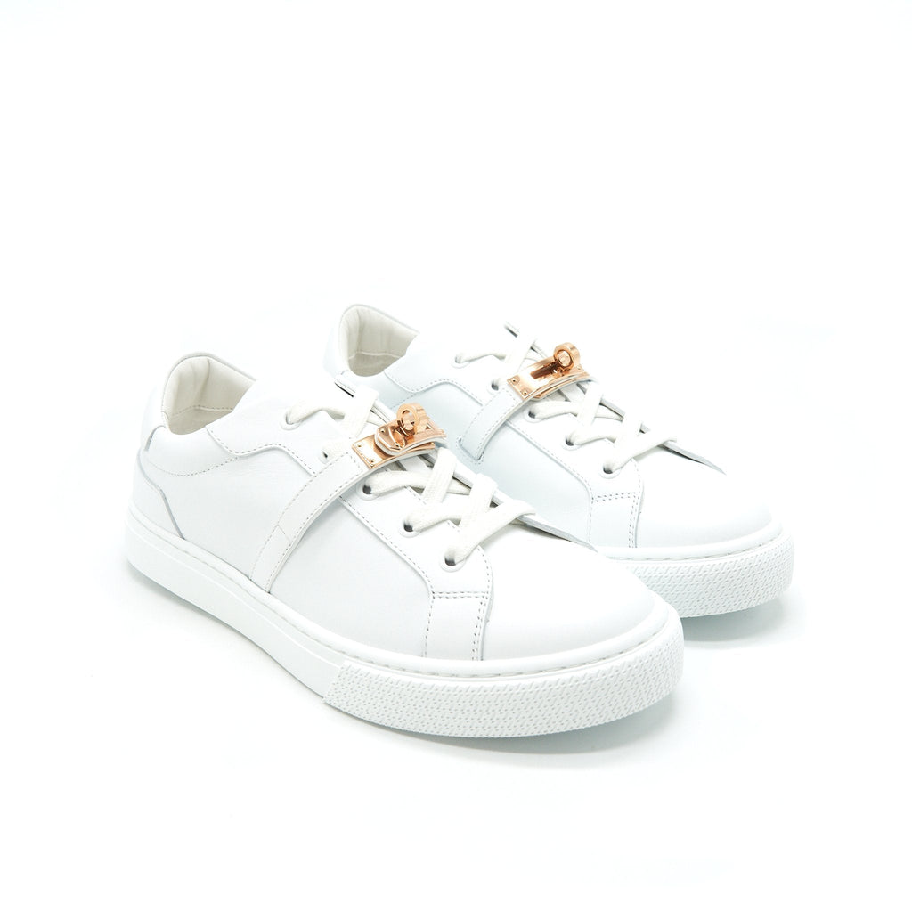 HERMES DAY SNEAKER CALFSKIN ROSE GOLD PLATED KELLY BUCKLE