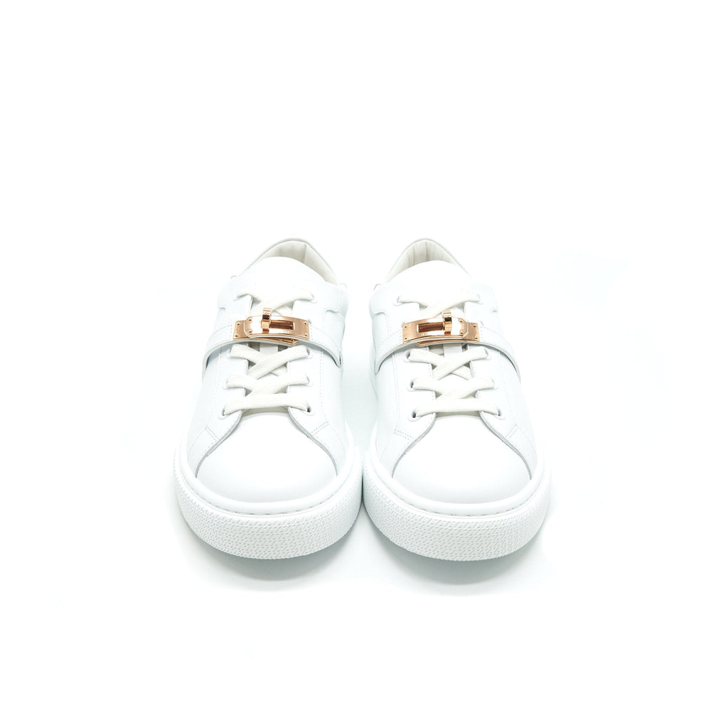HERMES DAY SNEAKER CALFSKIN ROSE GOLD PLATED KELLY BUCKLE