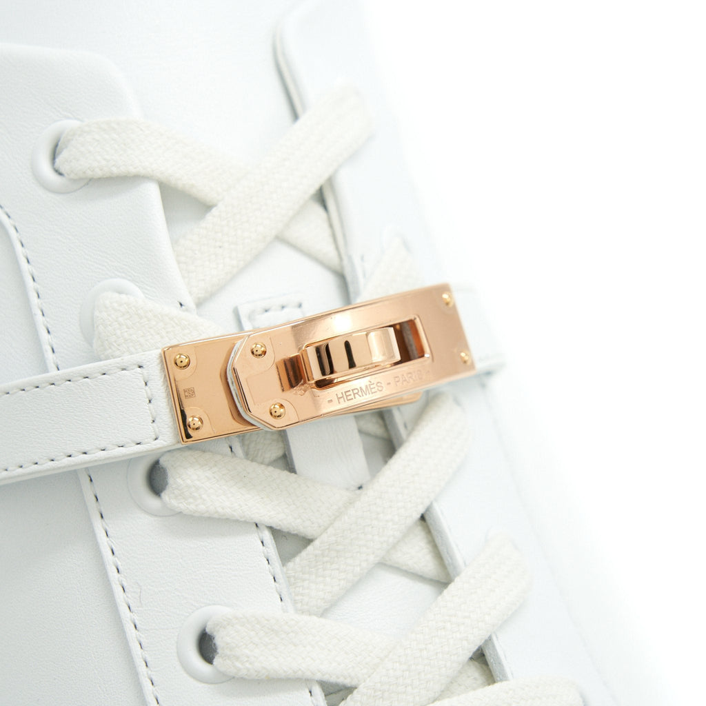 HERMES DAY SNEAKER CALFSKIN ROSE GOLD PLATED KELLY BUCKLE