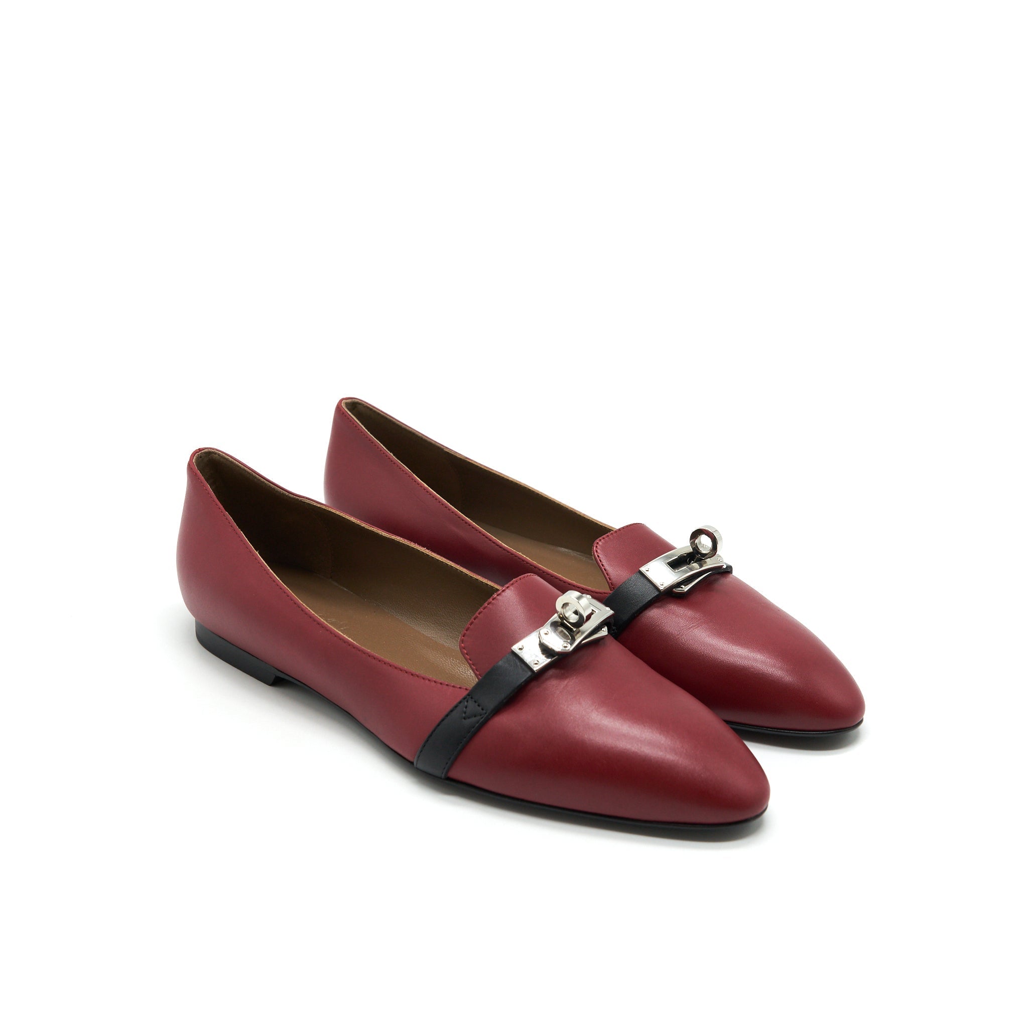 HERMES BUCKLE FLAT SHOES IN RED
