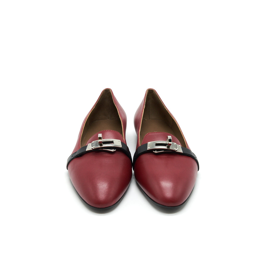 HERMES BUCKLE FLAT SHOES IN RED