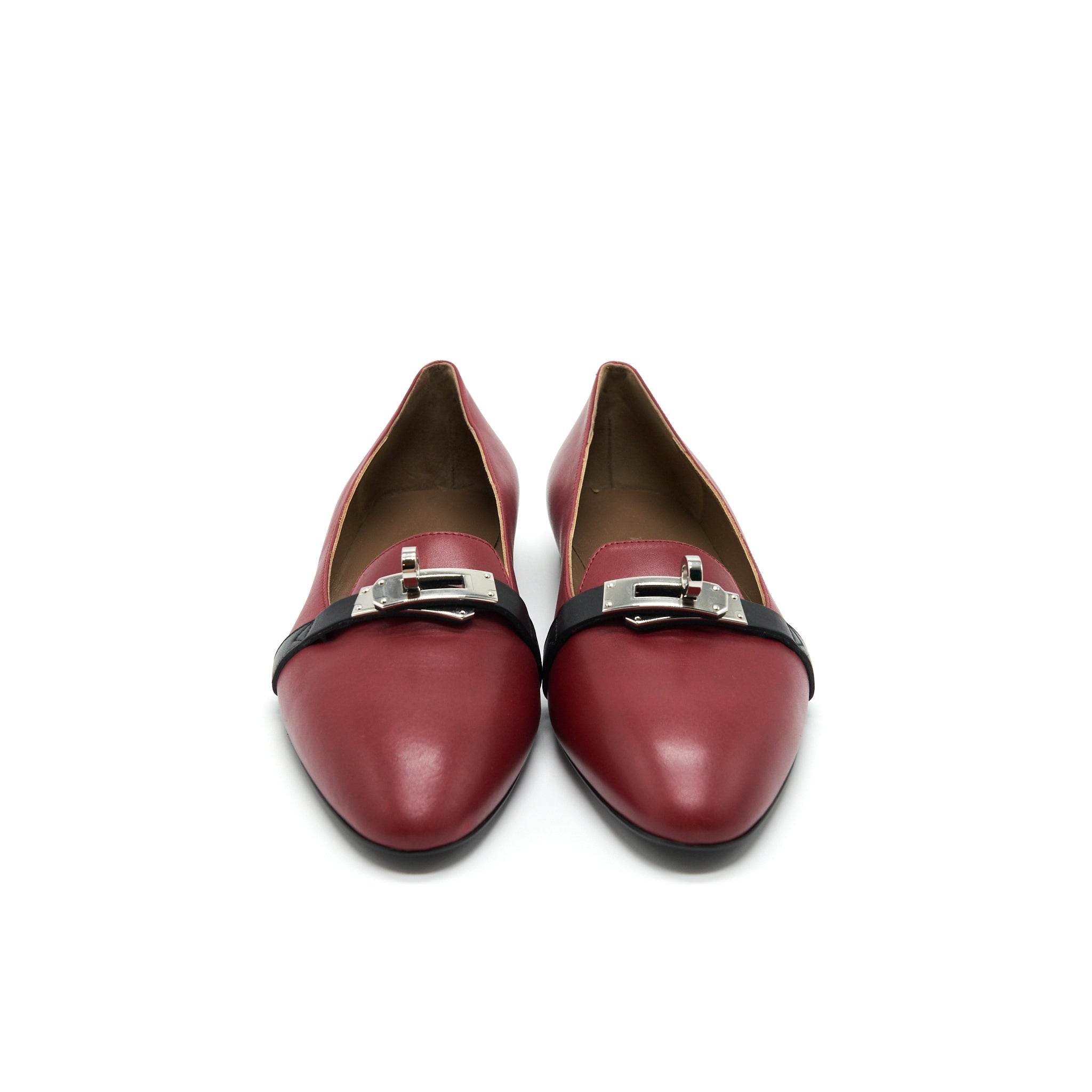 HERMES BUCKLE FLAT SHOES IN RED