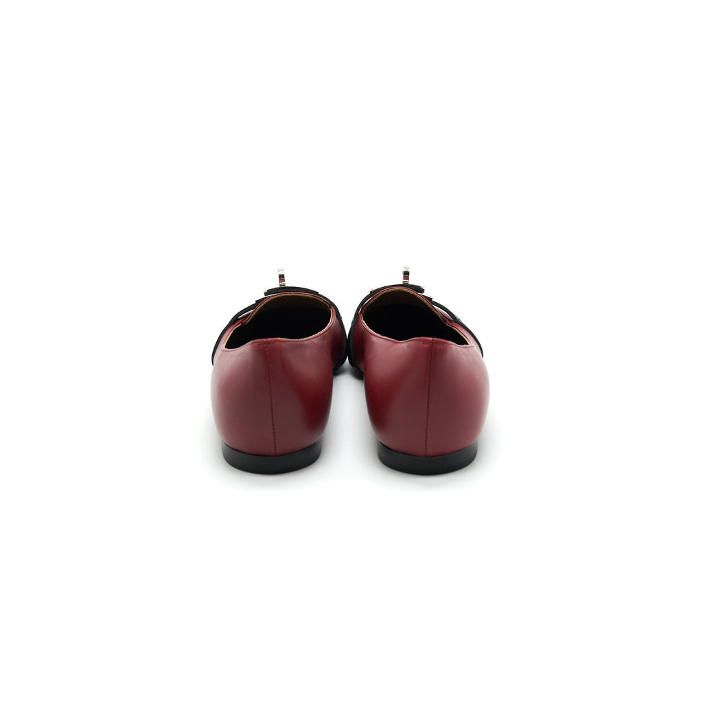 HERMES BUCKLE FLAT SHOES IN RED