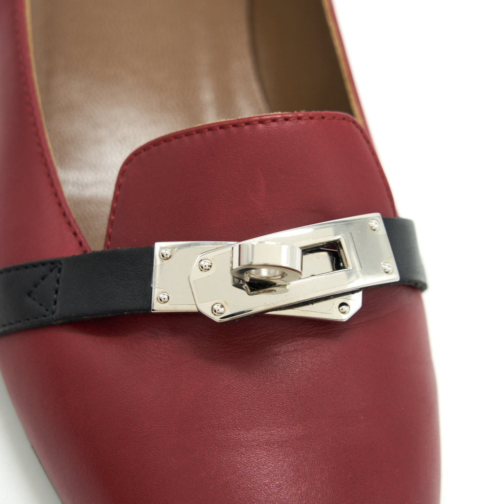 HERMES BUCKLE FLAT SHOES IN RED