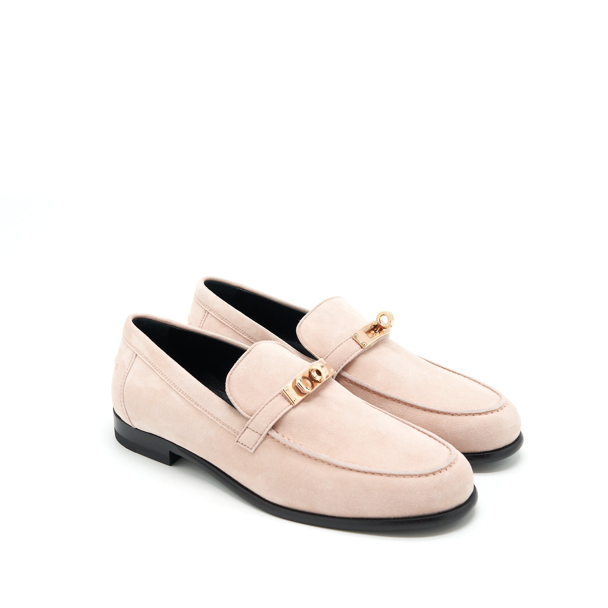 HERMES DESTIN LOAFER CHEVRE VELOURS ROSE OPALINE RGHW