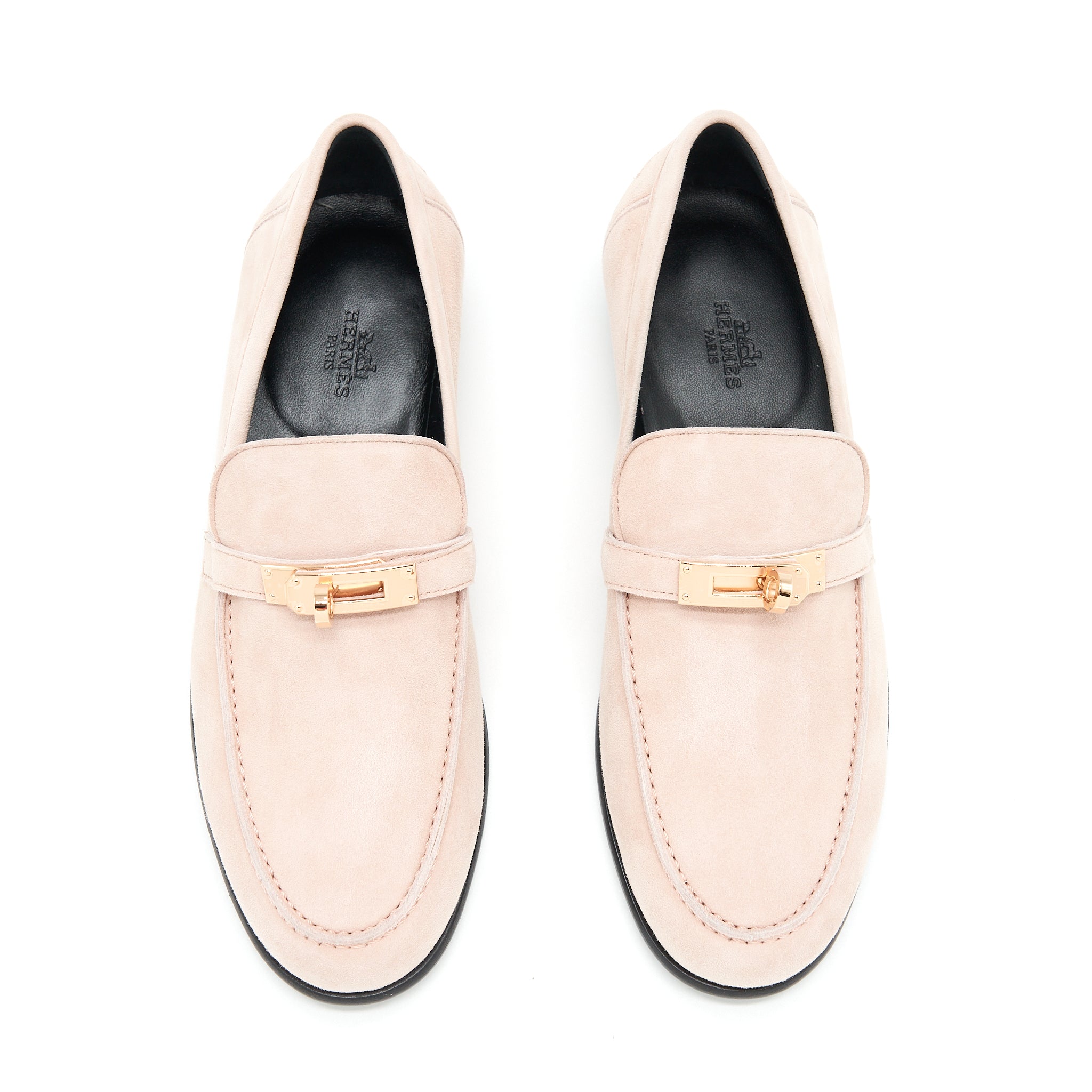 HERMES DESTIN LOAFER CHEVRE VELOURS ROSE OPALINE RGHW