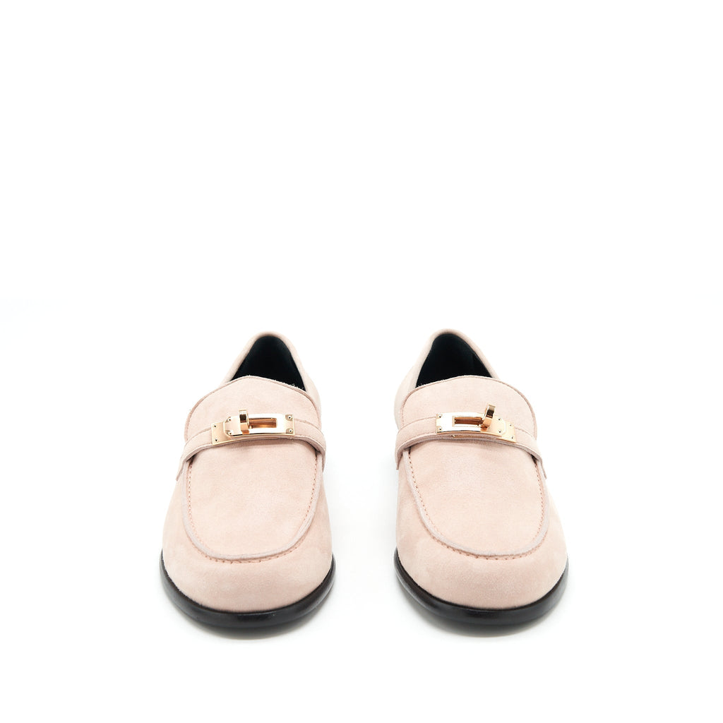 HERMES DESTIN LOAFER CHEVRE VELOURS ROSE OPALINE RGHW