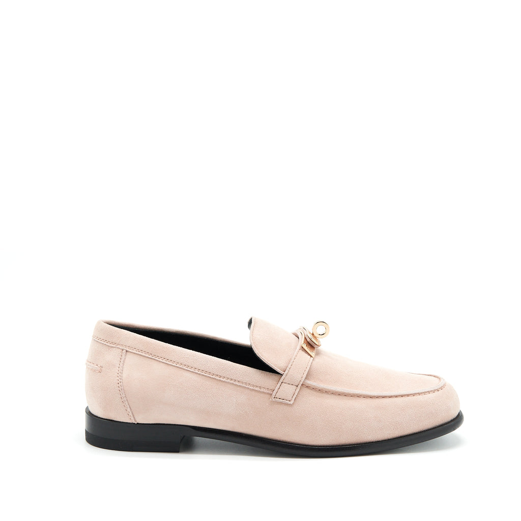 HERMES DESTIN LOAFER CHEVRE VELOURS ROSE OPALINE RGHW