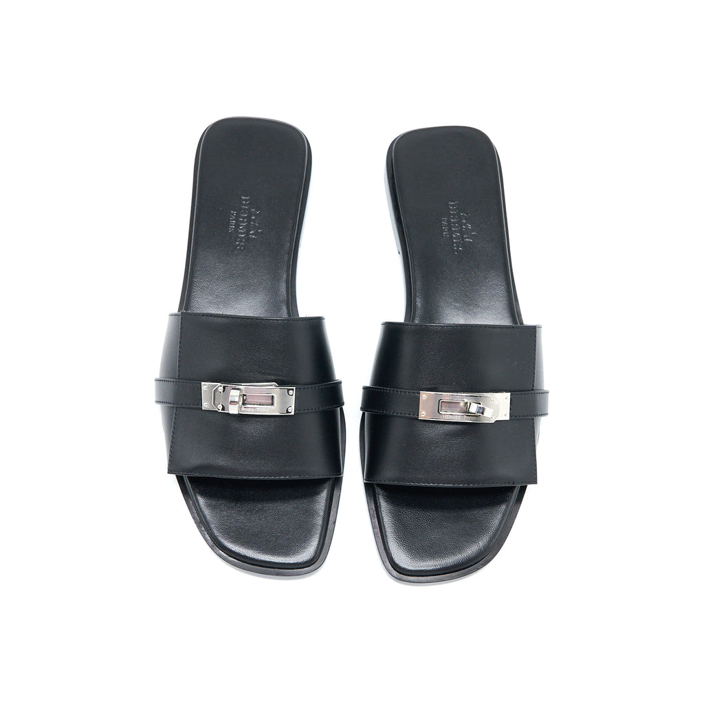 HERMES GIULIANO SANDAL CALFSKIN BLACK SHW