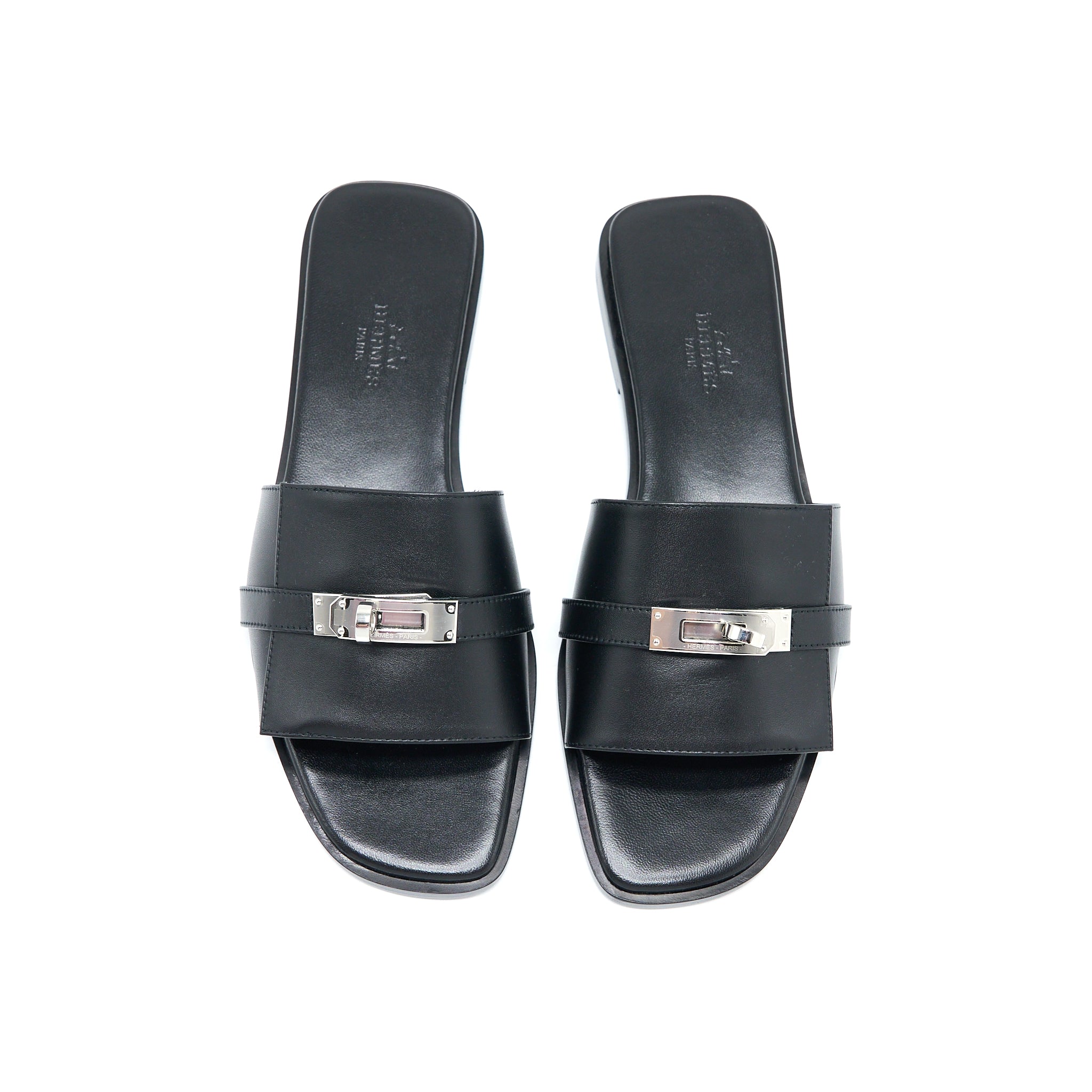 HERMES GIULIANO SANDAL CALFSKIN BLACK SHW