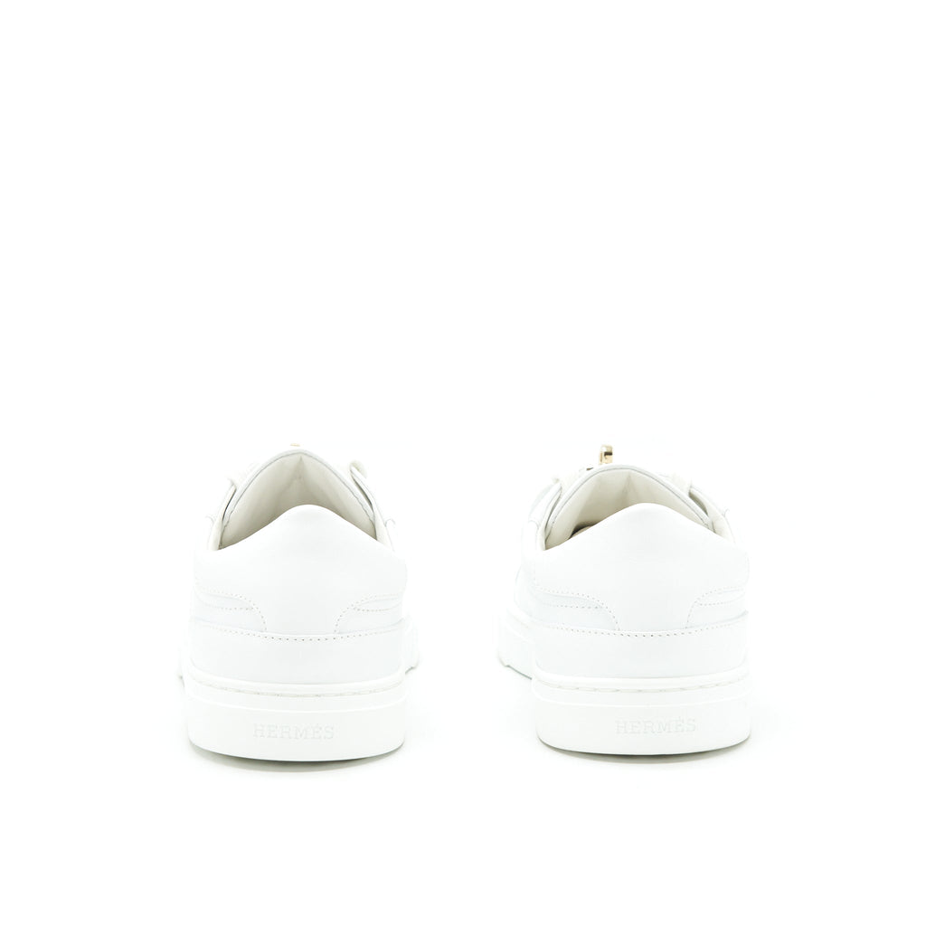 HERMES DAY SNEAKER CALFSKIN WHITE WITH GOLD PLATED KELLY BUCKLE