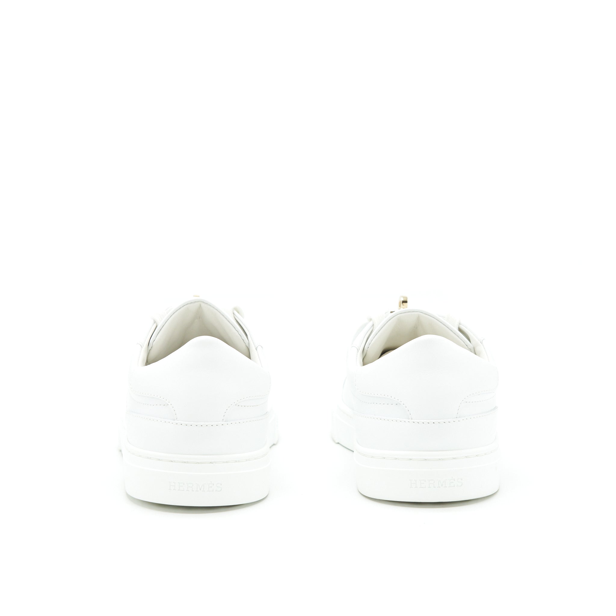 HERMES DAY SNEAKER CALFSKIN WHITE WITH GOLD PLATED KELLY BUCKLE