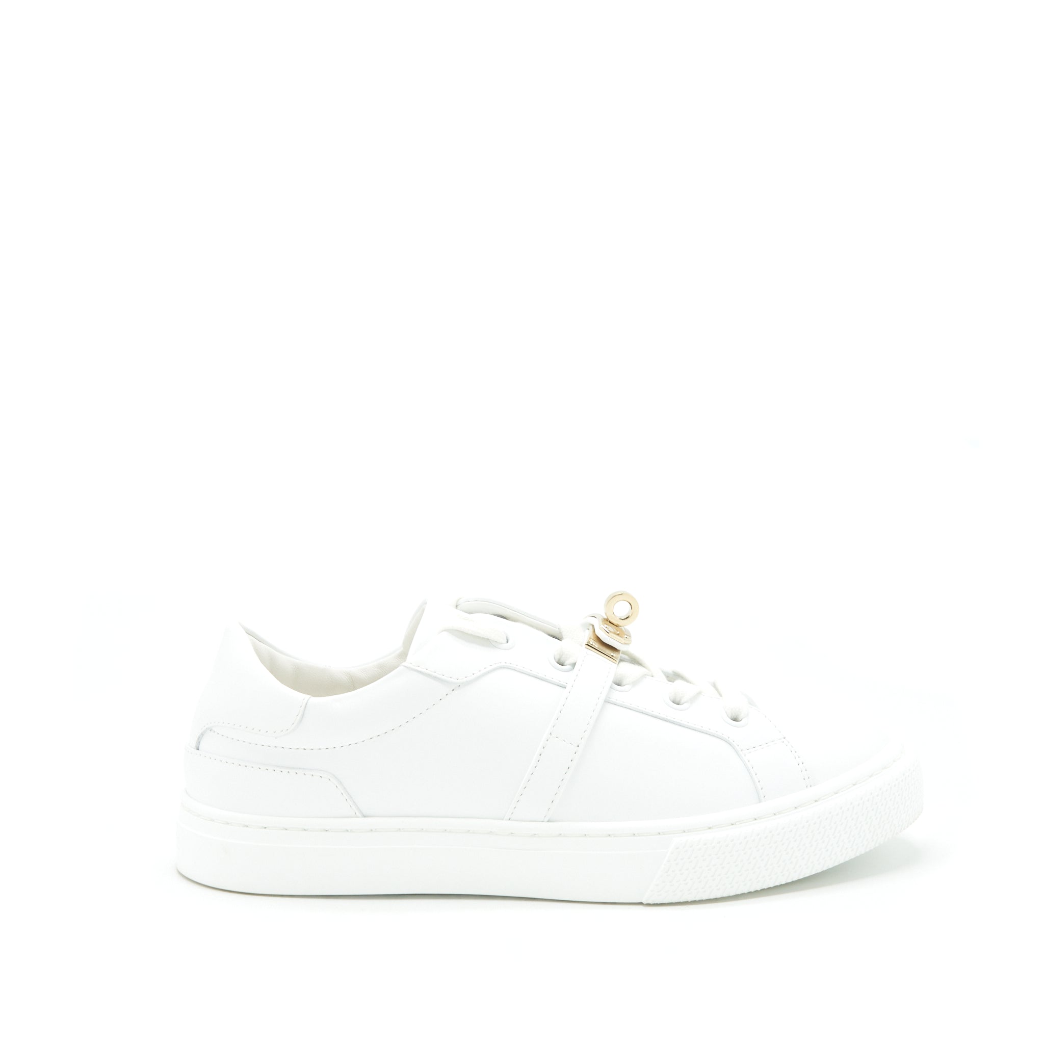 HERMES DAY SNEAKER CALFSKIN WHITE WITH GOLD PLATED KELLY BUCKLE